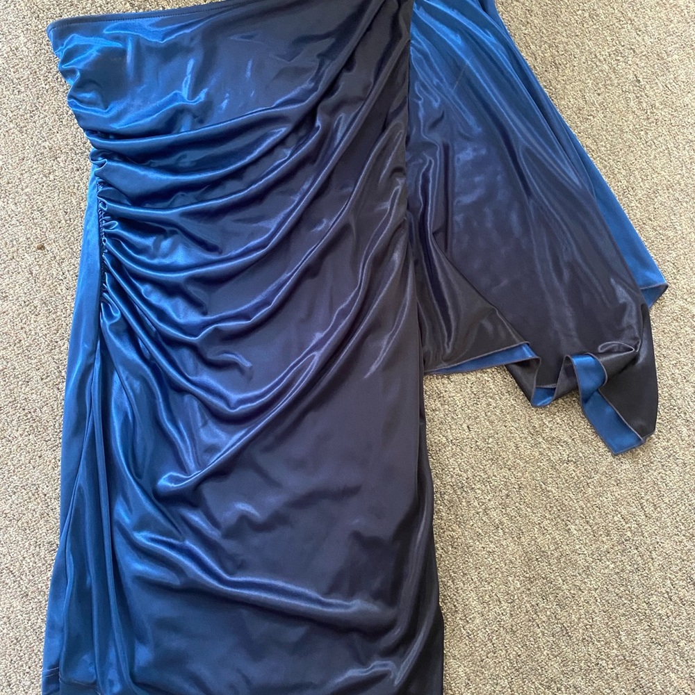 Elegant One Shoulder Blue Dress